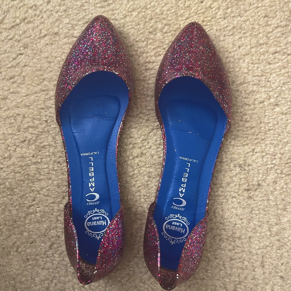 Jeffrey Campbell Pink Glitter Jelly Flats